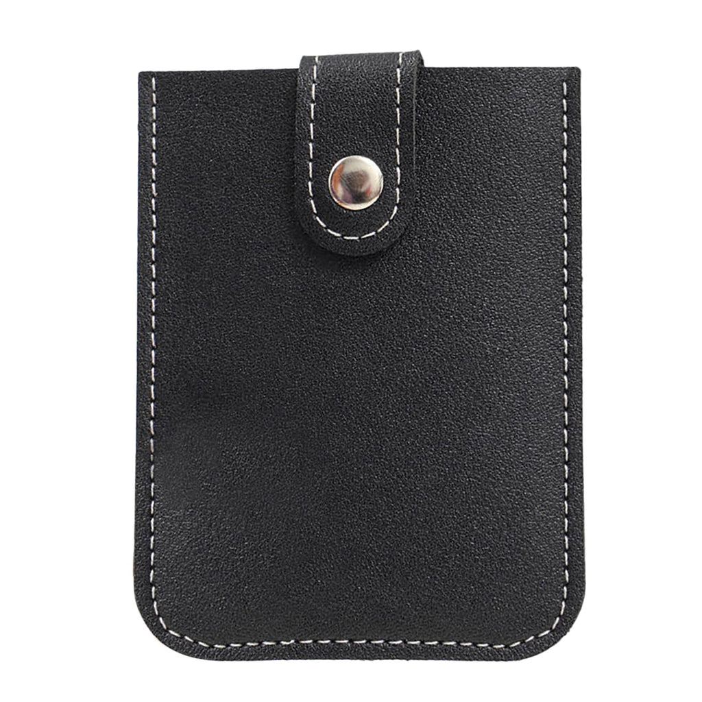Faux Leather Card Holder Large Capacity Pull-out 6 Slots Solid Color Button Slim Minimalist Portable Business Card Bank Card Driver License