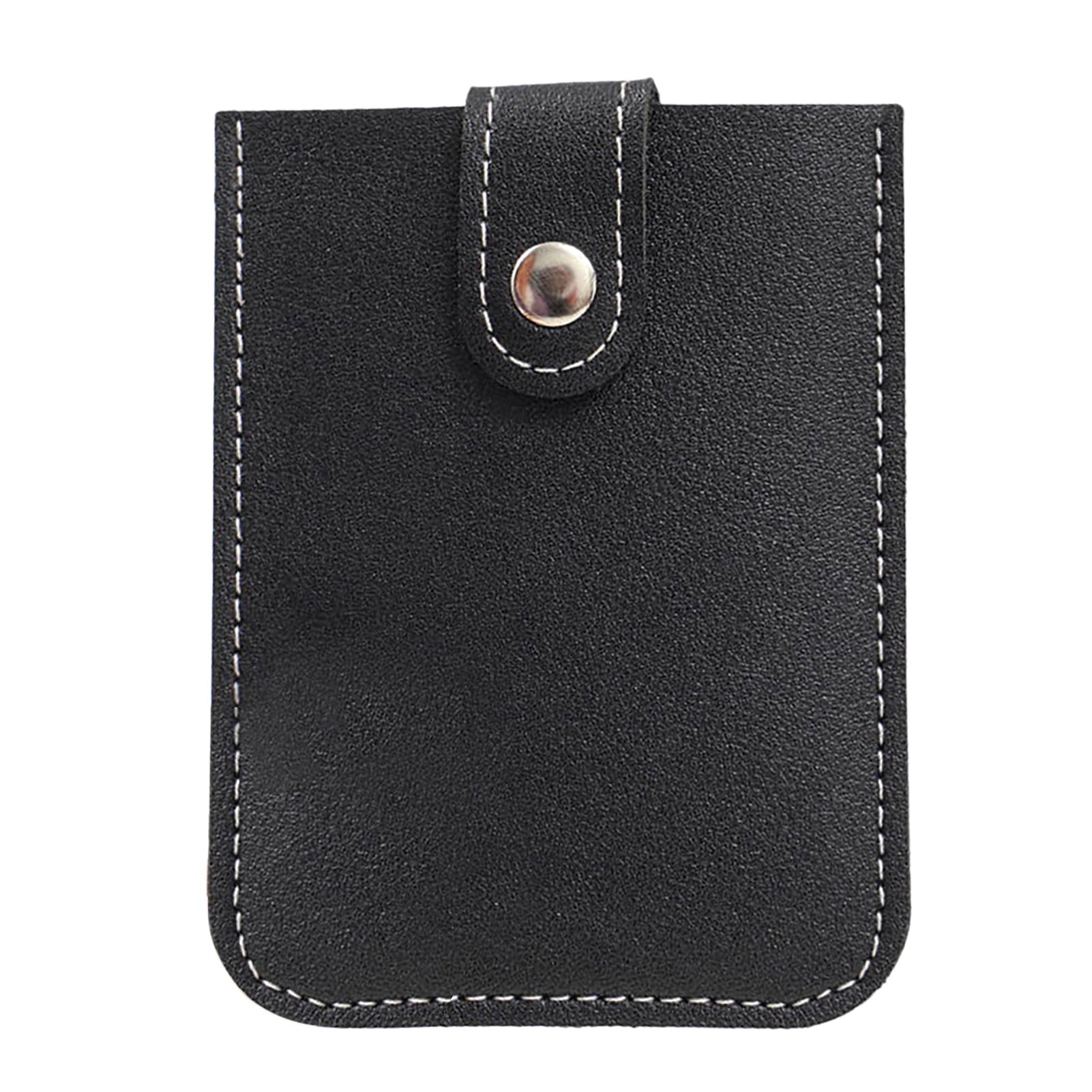 Faux Leather Card Holder Large Capacity Pull-out 6 Slots Solid Color Button Slim Minimalist Portable Business Card Bank Card Driver License