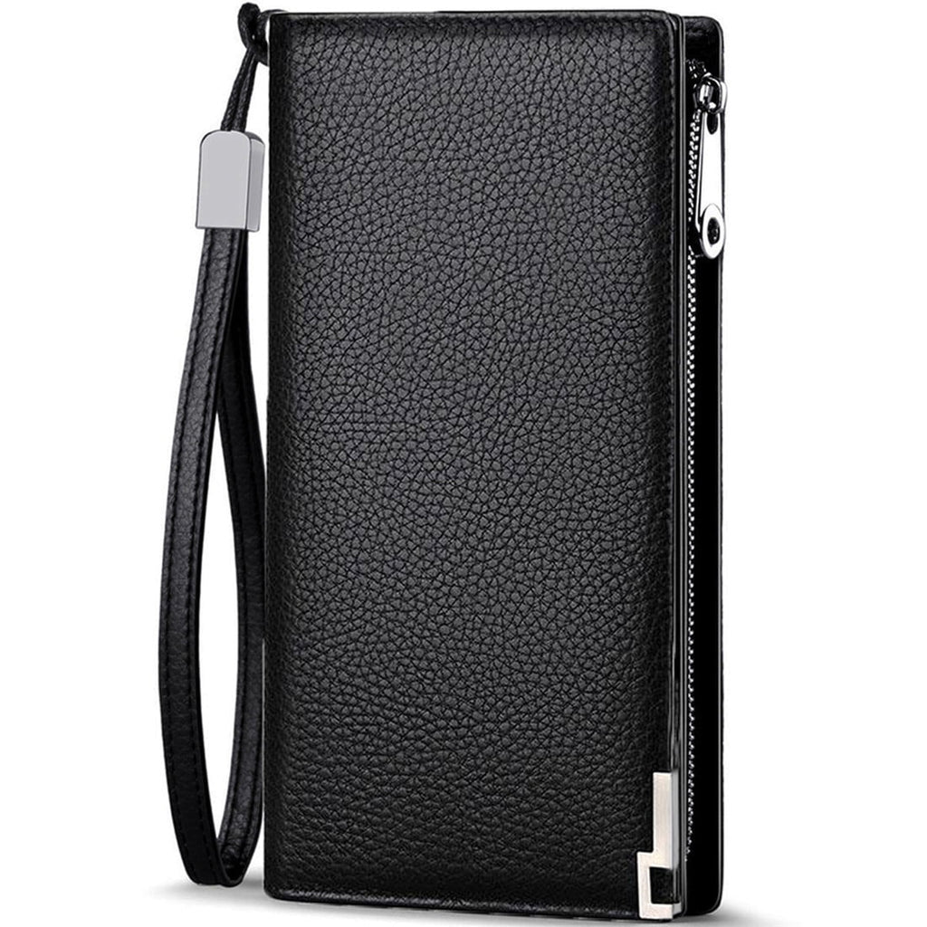 Long Wallets for Men Leather RFID Blocking Wallet Bifold Slim Credit Card Holder Zip Around Wallet Purse with Zipper ...