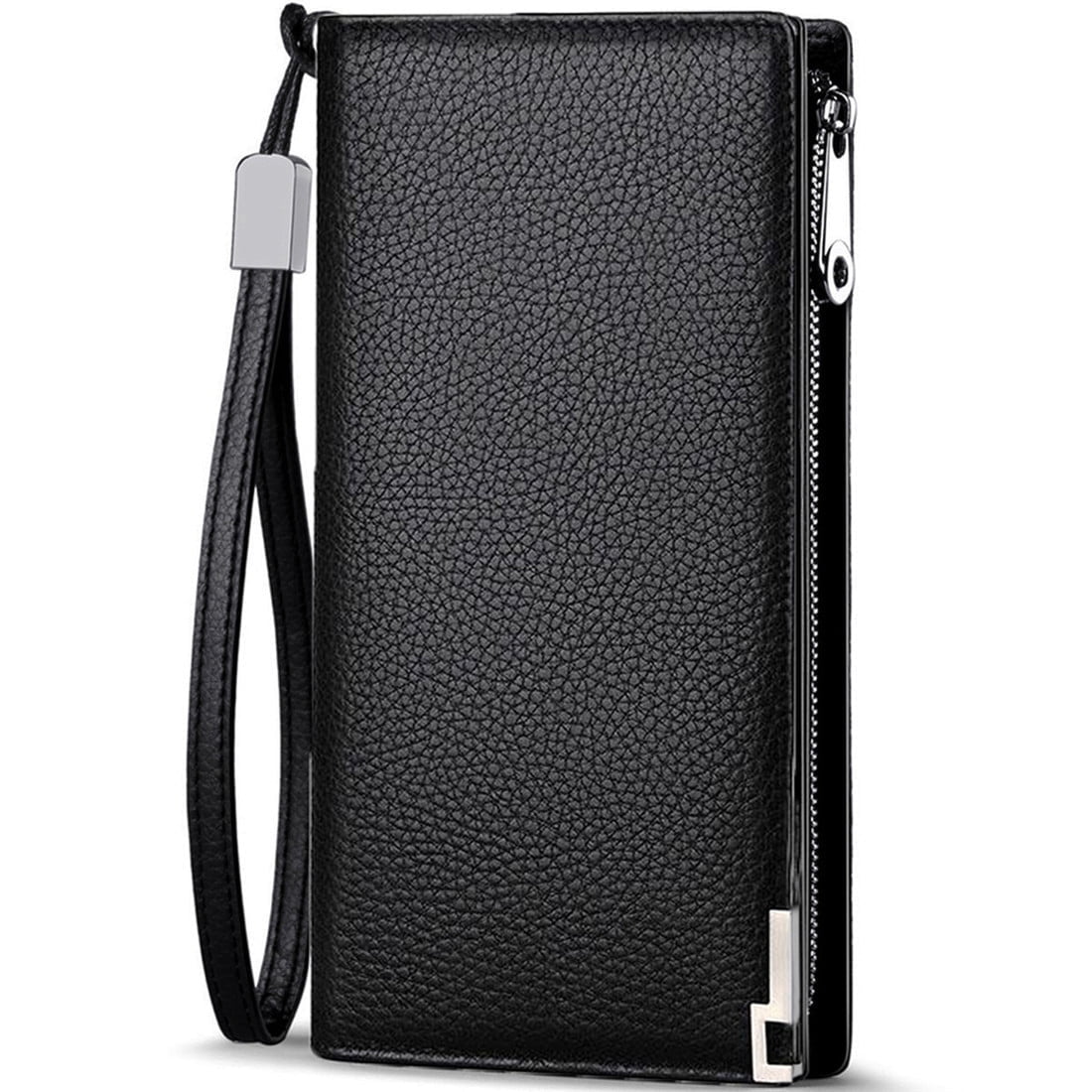 Long Wallets for Men Leather RFID Blocking Wallet Bifold Slim Credit Card Holder Zip Around Wallet Purse with Zipper ...