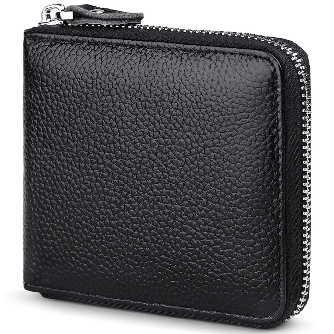 Mens Wallet with Zipper Wallets for Men RFID Blocking Leather Bifold Credit Card Holder Wallets Black