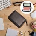 Slim Artificial Leather Card Holder – Multi-Card Wallet with Zipper Closure for Men & Women, Portable ID Bank Card Or...