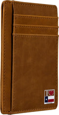 I Love Texas Heart Shape on Cardholder, Slim Front Pocket Wallet, PU Leather, Khaki, Card Holder, RFID Blocking with ...