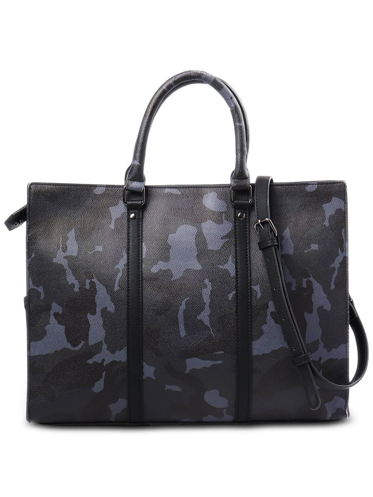 International Concepts Men's Faux Leather Camouflage Briefcase Blue Size Regular