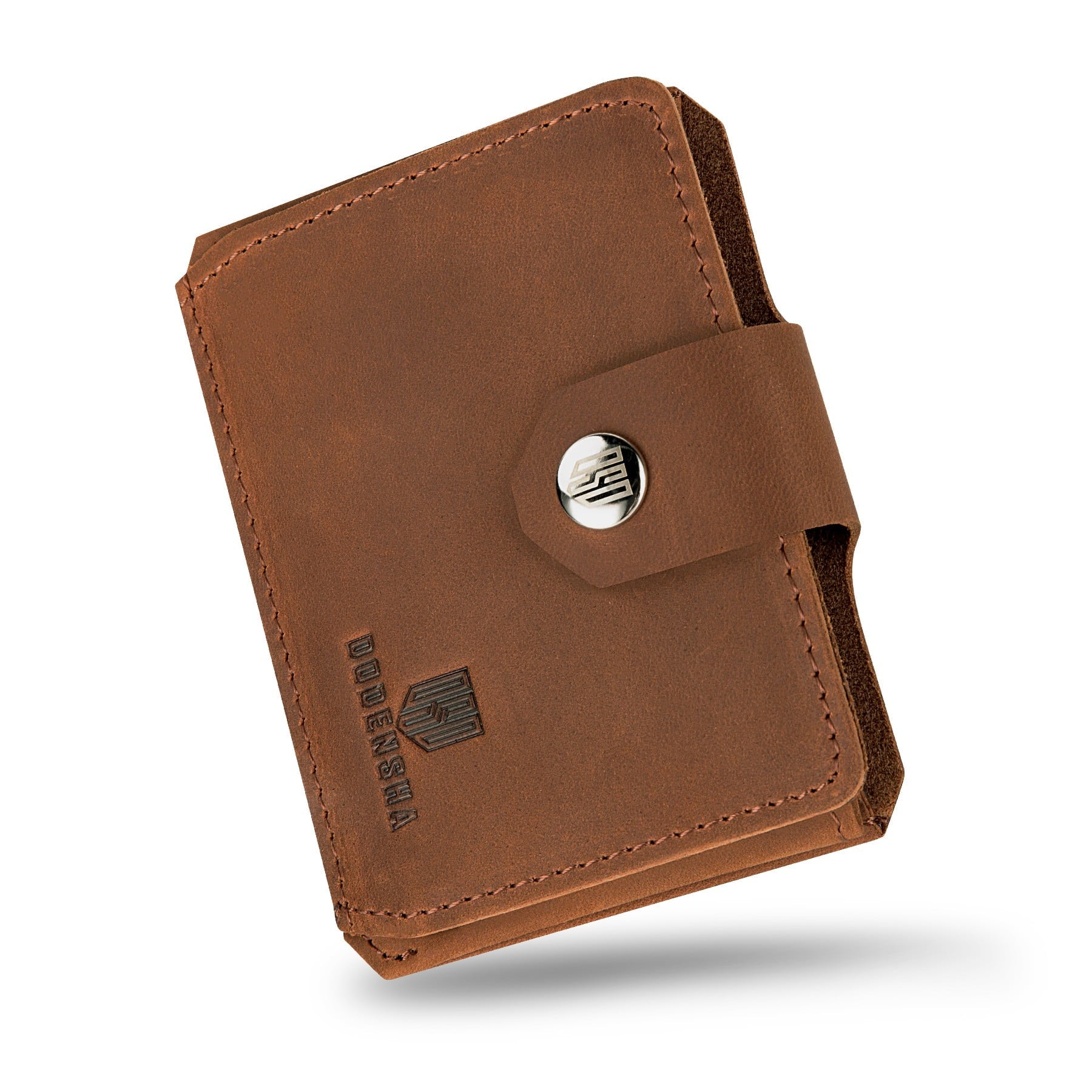 Small Wallet Leather Wallets Slim Mens Credit Card Holders for 6-8 Cards(Brown)