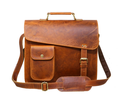 13" Leather Messenger Bag Satchel Padded Laptop Briefcase Men Women Cross Body Shoulder Travel Work Man Purse Bag Bir...