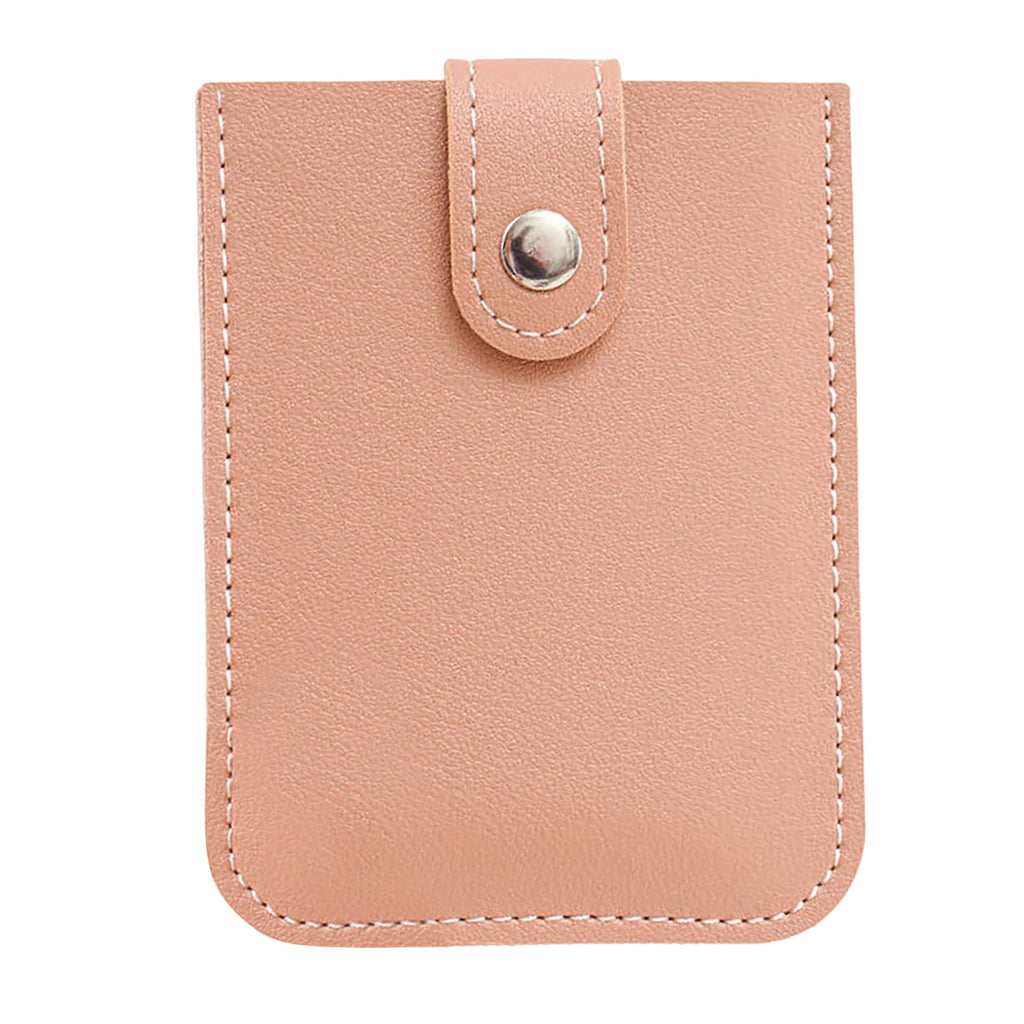 Faux Leather Card Holder Large Capacity Pull-out 6 Slots Solid Color Button Slim Minimalist Portable Business Card Ba...
