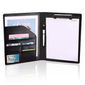 Leather Padfolio Professional File Folder with Pen Holder, Black