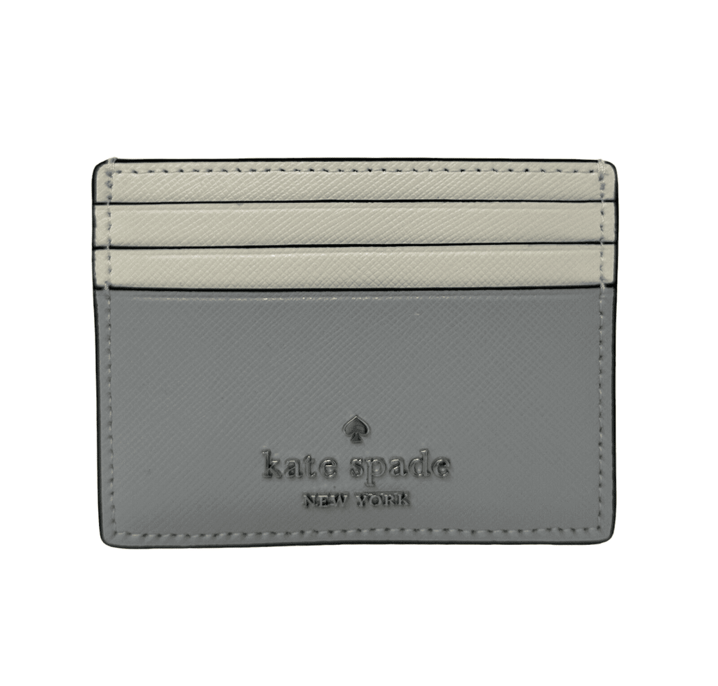 Kate Spade Madison Small Slim Card Holder Grey Saffiano Leather Wallet