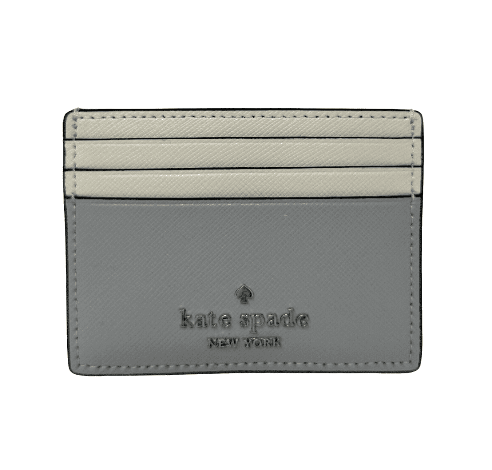 Kate Spade Madison Small Slim Card Holder Grey Saffiano Leather Wallet