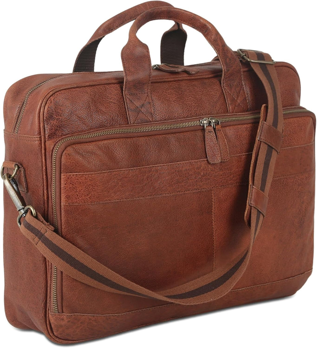 KomalC Leather briefcase 16 inch Laptop Messenger Bag for Men and Women Best Office Satchel Bag