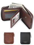 Genuine Leather Wallet for Men Bifold Credit Card Holder Zipper Purse Black