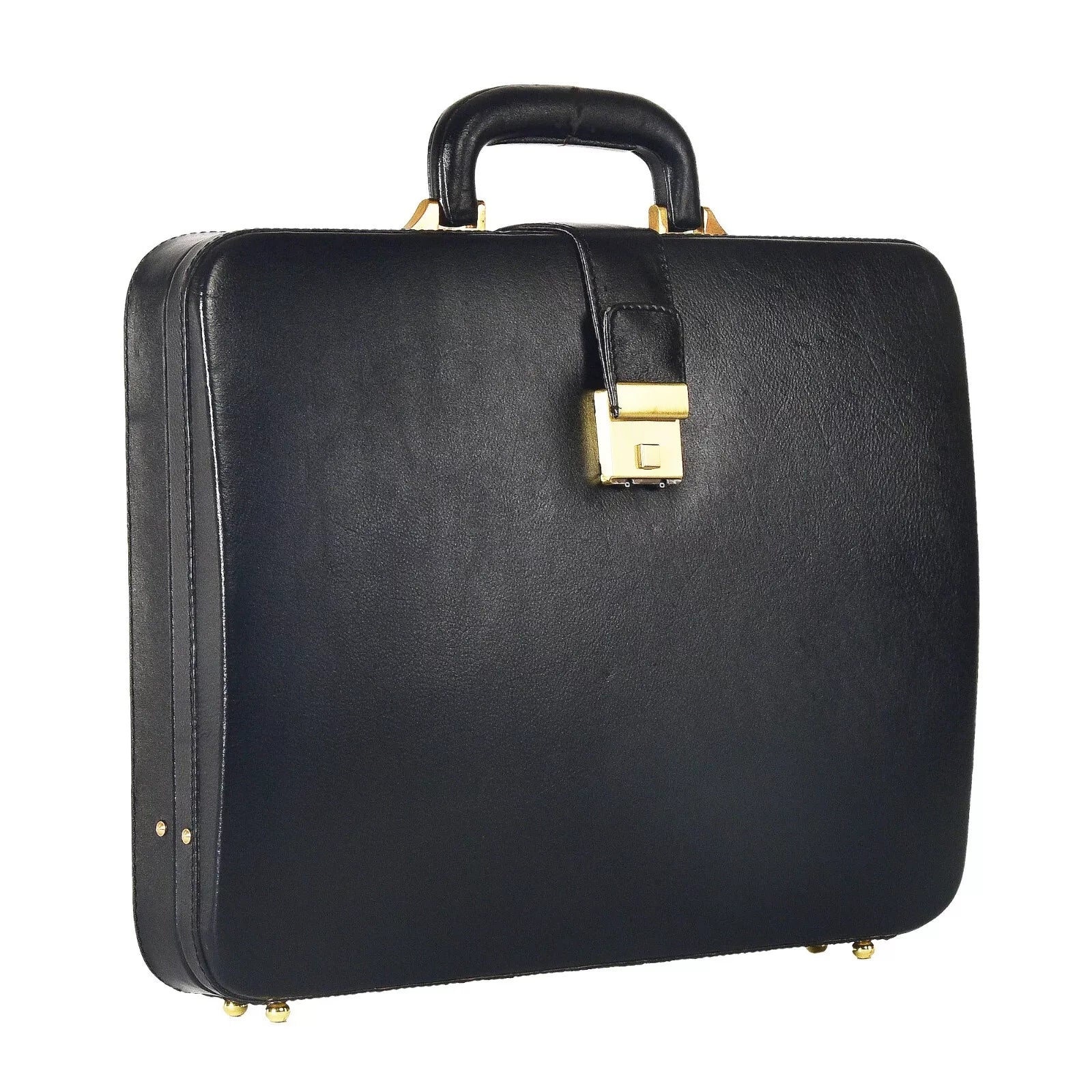 Premium Look Genuine Leather Attache Briefcase for Mens Office Handbag 14 Inch Laptop Case