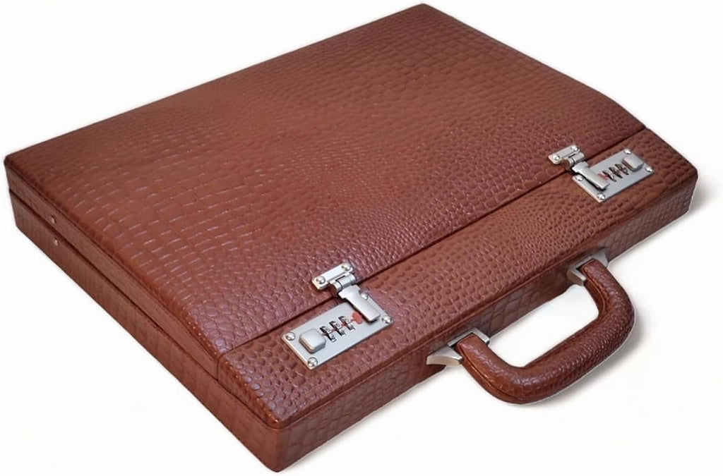 Pure Leather Briefcase Executive Handbag for Men's Leather Attache Briefcase 14 Inch Laptop MacBook Carry Case