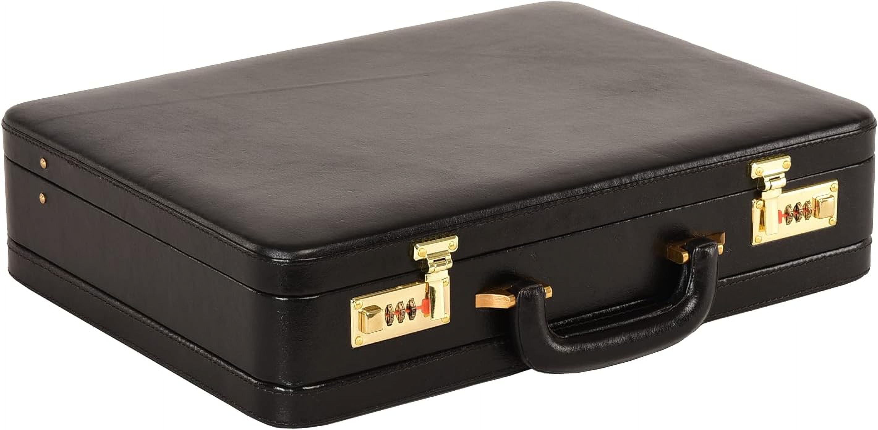 Top Grain Leather Attache Briefcase Business Handbag Leather Expandable Briefcase for Men