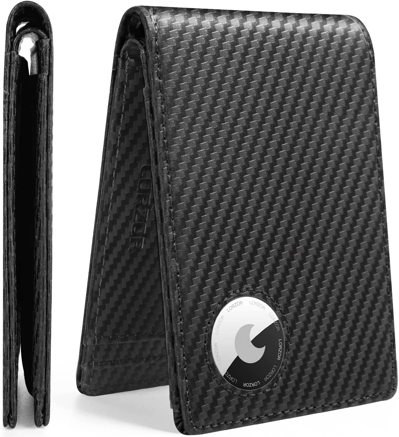 Airtag Wallet, Full Grain Leather Minimalist Mens Wallet for Airtag, Bifold RFID Blocking Airtag Wallet for Apple Airtag Holder, with ID Win
