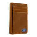 Texas Long Horn on Cardholder Slim Front Pocket Wallet, PU Leather, Khaki, Card Holder, RFID Blocking with Texas Souv...