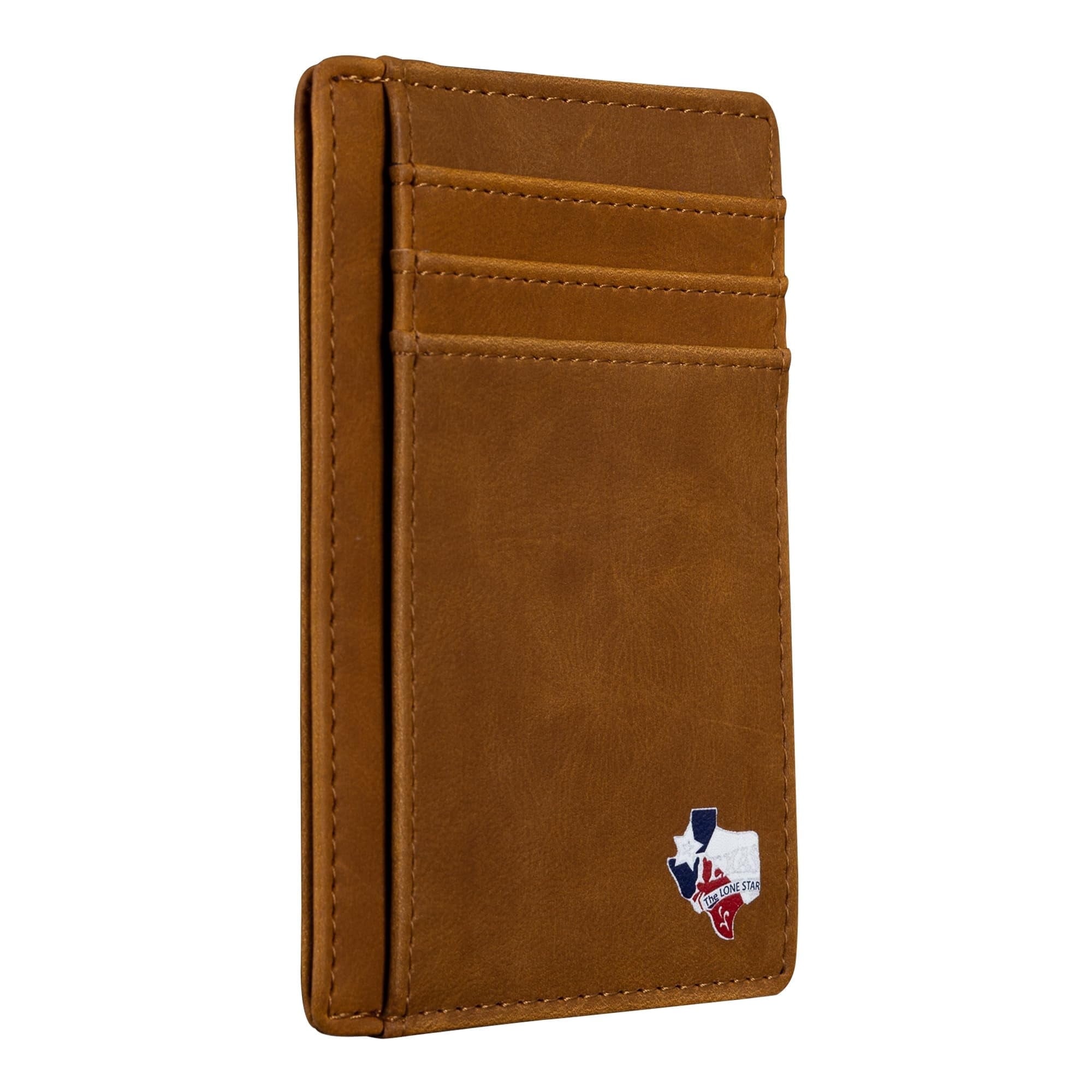 Texas Map Shape on Cardholder Slim Front Pocket Wallet, PU Leather, Khaki, Card Holder, RFID Blocking with Texas Souv...