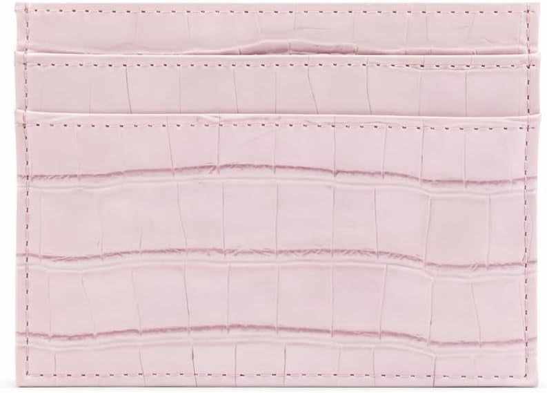 Crocodile Print Card Holder for Women, Slim Leather Texture Wallet, 4 Card Slots, Compact Minimalist Credit Card Case