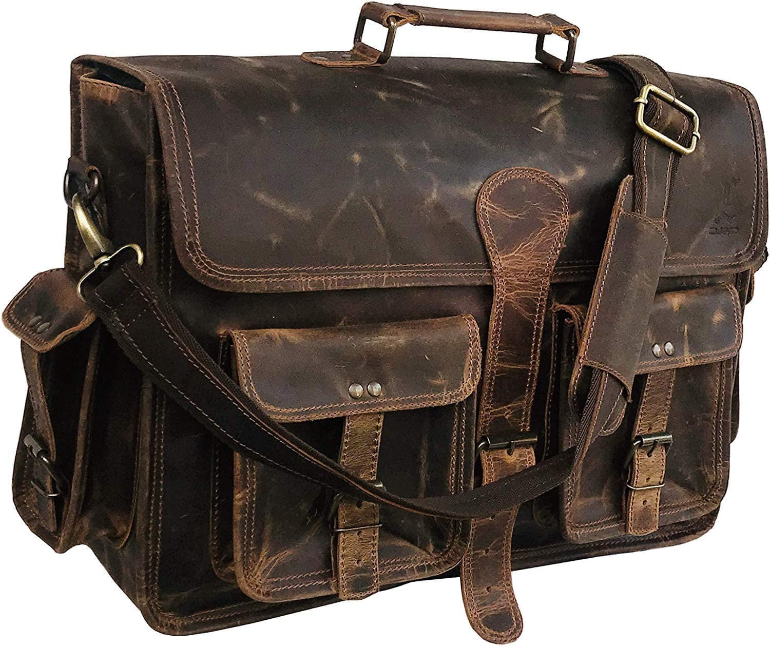 Leather 14 Inch Laptop Messenger Bag Vintage Briefcase Satchel for Men and Women
