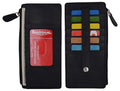 Leather All in One Card Case Holder Slim Wallet With a Card Protection Strap