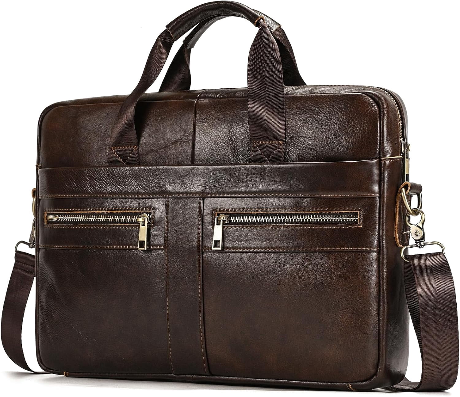 Leather Laptop Bag for Men Briefcase Fits 15.6 Inch Notebook Portable Shoulder Messenger body Bag for Travel Office