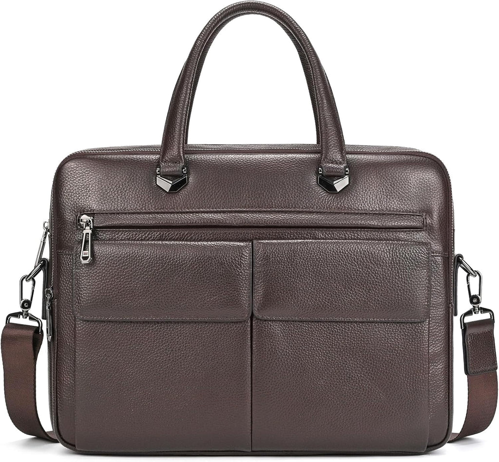 Leather Laptop Bag for Men Briefcase Fits 15.6 Inch Notebook Portable Shoulder Messenger body Bag for Travel Office