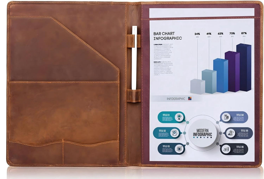Leather Portfolio  A4 Document Folder Legal Pad Padfolio Professional Writing Letter Notepad Clipboard Sleeve Organizer Resume Folio Binder
