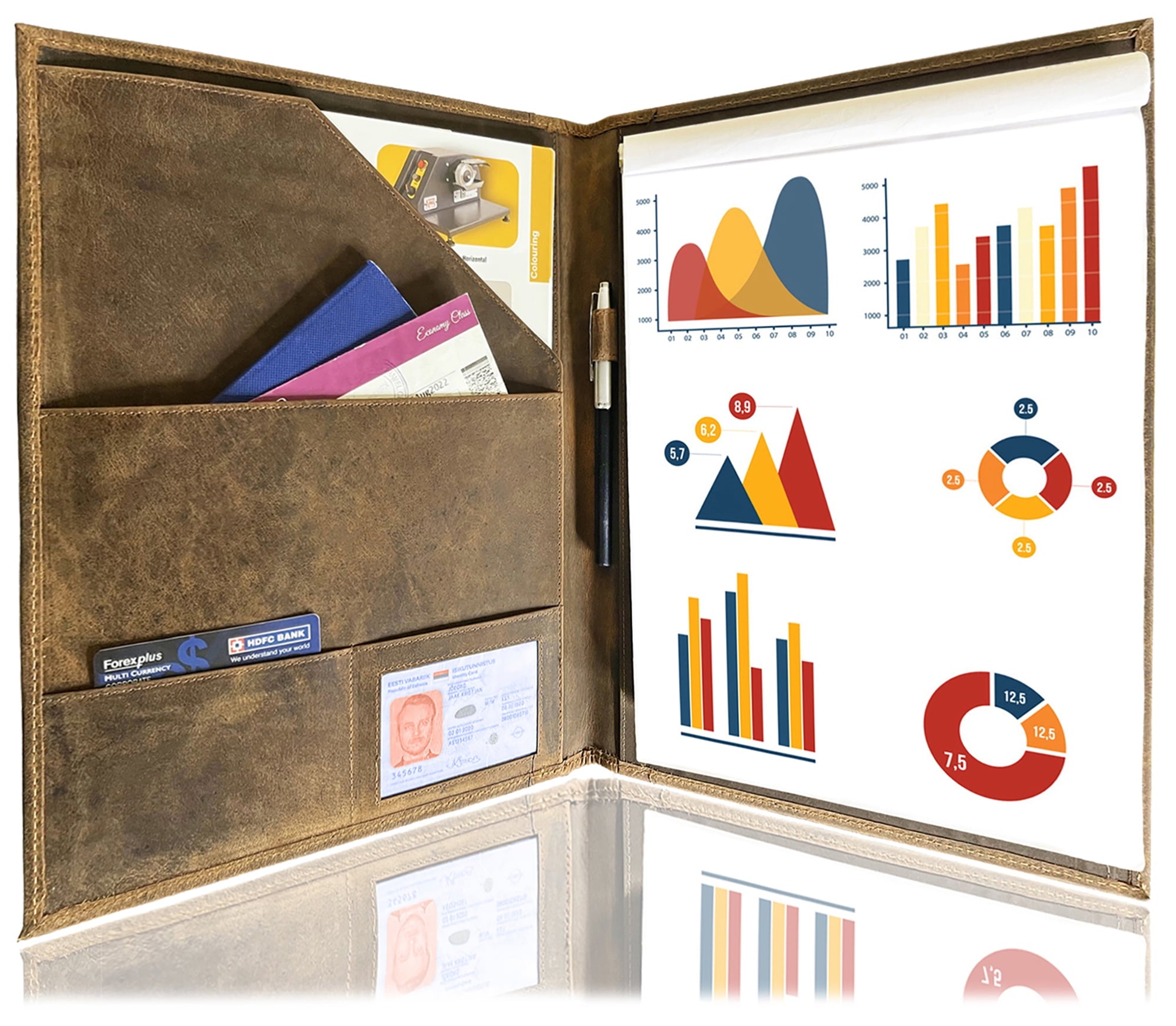 Leather Portfolio Business Padfolio Organizer Resume Document Conference Folder, Professional Notepad for Men & Women...