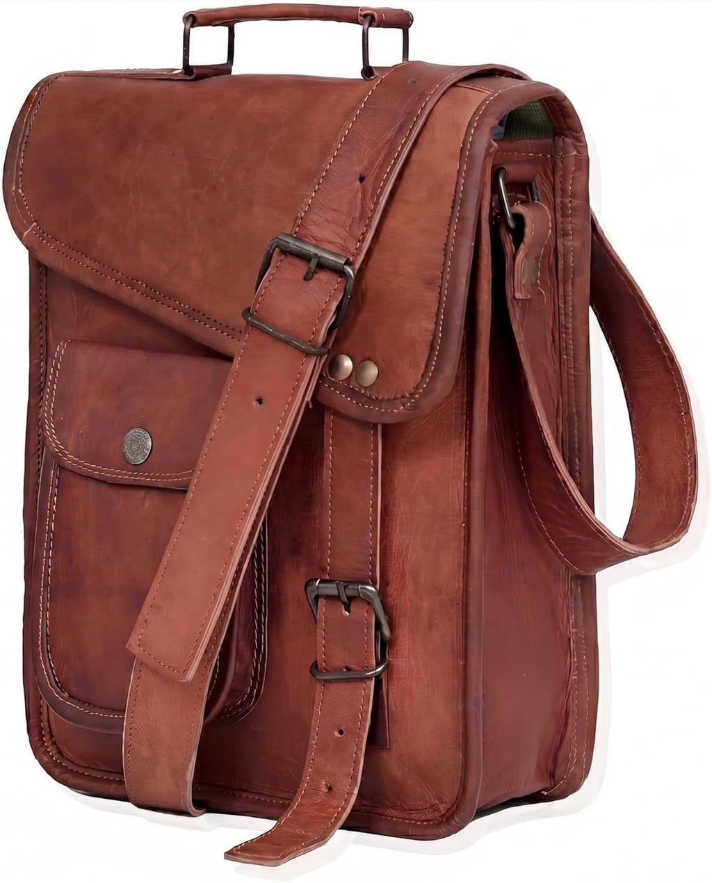 Leather Satchel Tablet Bag Laptop Case Office Briefcase Messenger Gift for Men Computer Distressed Shoulder Bag