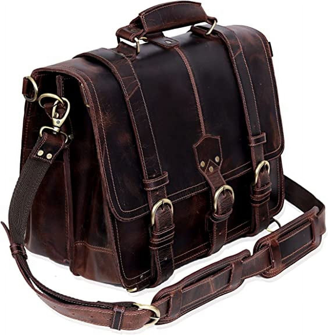 Leather briefcase 18 Inch Laptop Messenger Bags for Men and Women Best Office School College briefcase Shoulder Bag