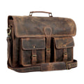18-Inch Leather Laptop Messenger Bag for Men & Women  Vintage Office Briefcase Satchel with Shoulder Strap for Work & Travel