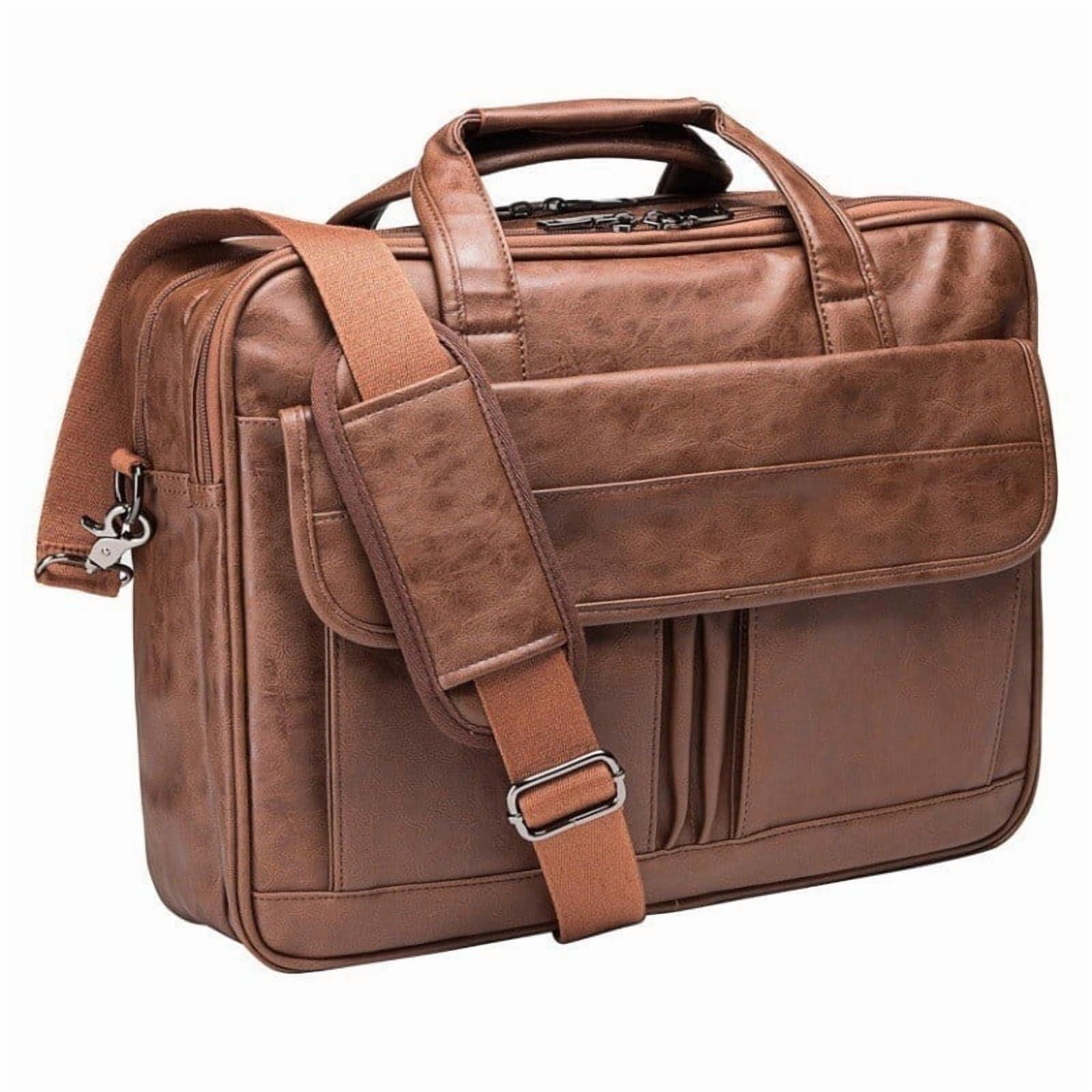 Men's leather mailman bag 17.3-inch laptop briefcase business shoulder bag computer tote bag