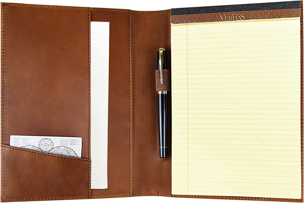 LeatherBelief Leather Junior Padfolio for Women/Men, A5 SizeNotepad Holder Cover, Portfolio Case Study Leather Folder, Documents Folder Case
