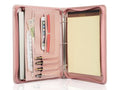 Portfolio 3 Rings Binder,Zipper PU Leather Padfolio, Business Organizers with A4 Legal Pads, Gift for Him Pink