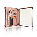 LeatherBelief Vegan Leather Padfolio with Zipper, Professional Business Portfolio with A4/US Letter Writing Pad for Interview, Pink Leather