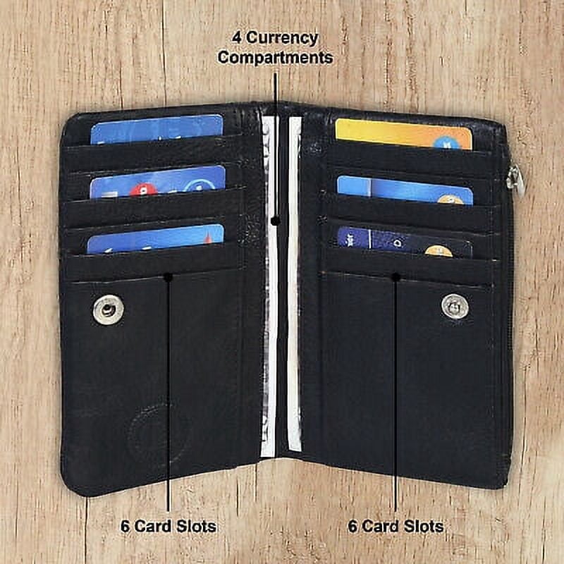 Genuine Leather Women Slim Compact Clutch Credit Card Holder with Coin Pocket