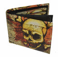 Vegan Leather Men's Bifold Exotic Wallet with Skull Print and Gift Box