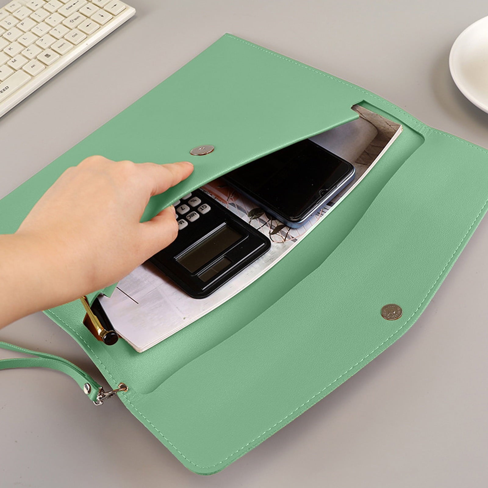 Leather Document Portfolio Folder Waterproof File Bag For Business Meeting A4 Size Padfolio With Zipper Professional