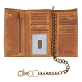 Long Trifold RFID Blocking, Credit Card Money Organizer, Top Bill Slot, Leather Biker Trifold Chain Wallet Long Check...
