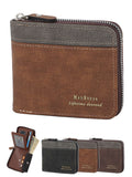 Genuine Leather Wallet Coin Pocket for Men Large Capacity ID Window Card Case with Zip (Brown)