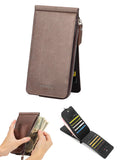Leather Wallets for Women RFID Blocking Slim Purse Card Holder with Zipper Pocket (Kaki)