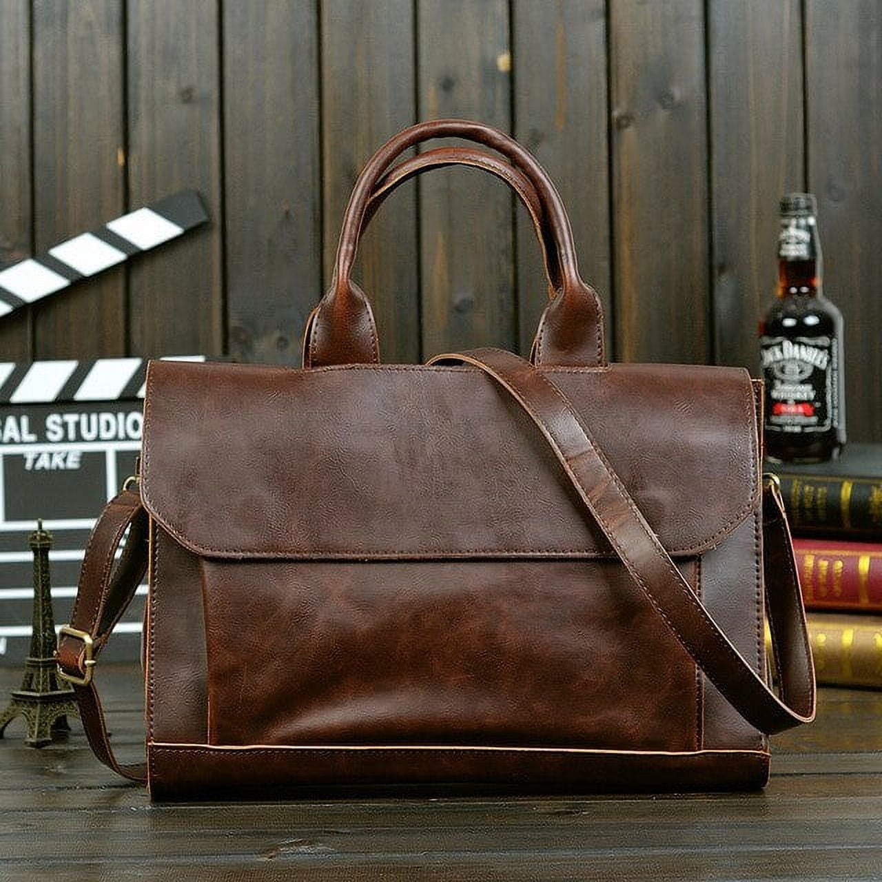 Retro Men's Briefcase Crazy Horse Leather Laptop Handbag Business Men Messenger Bags Leather Laptop travel Bag aktent...