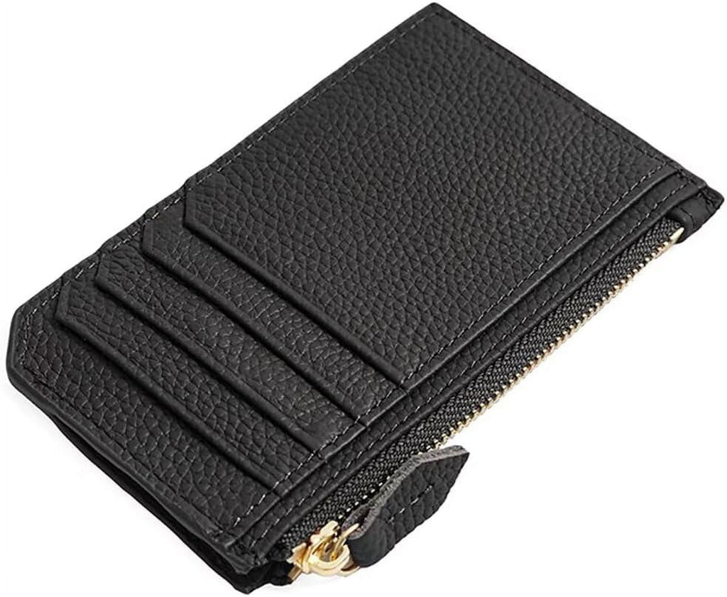 Small Wallet for Women Minimalist Pebbled Leather Card Holder Slim Blocking Keychain Wallet with Zipper Pocket
