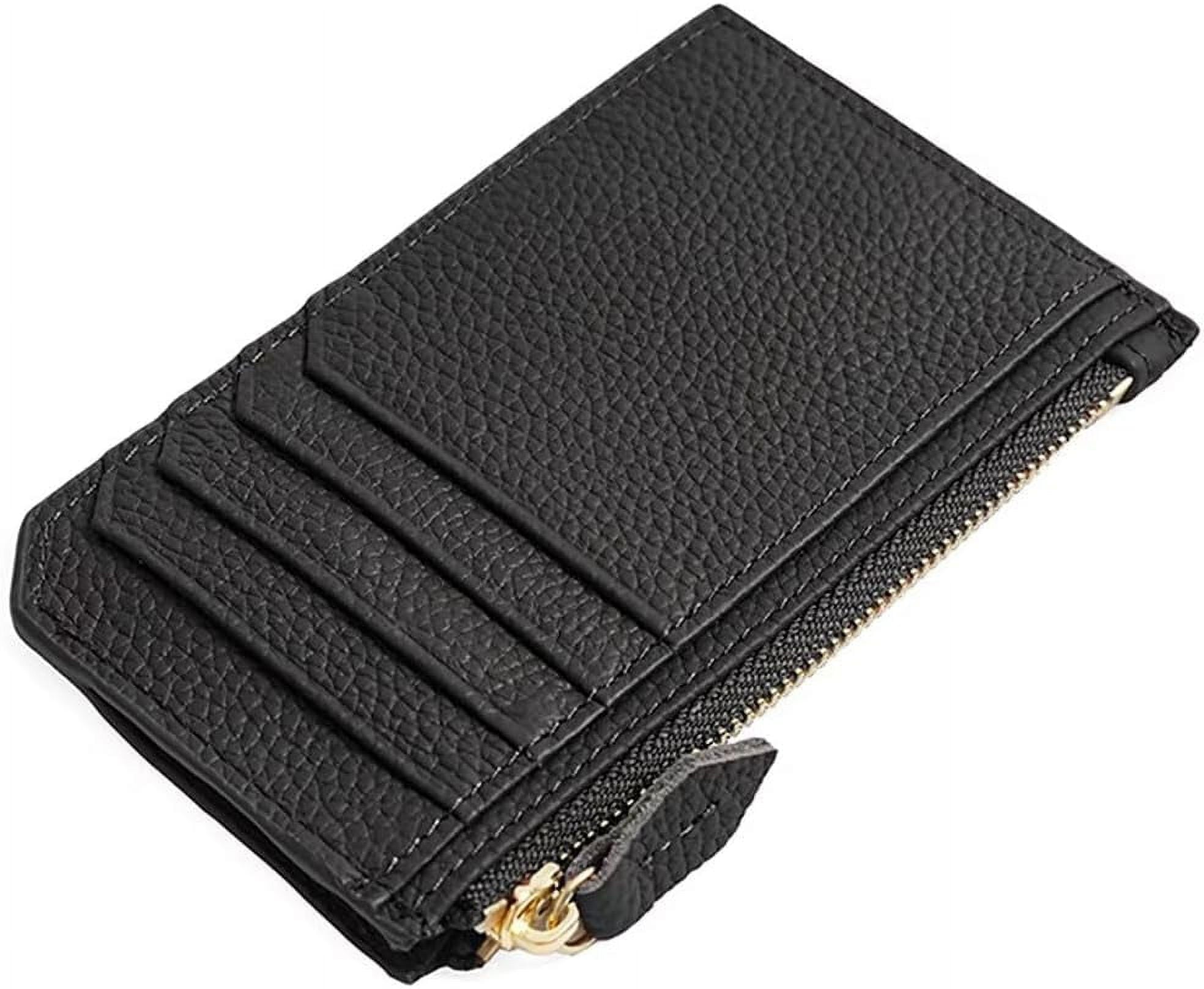 Small Wallet for Women Minimalist Pebbled Leather Card Holder Slim Blocking Keychain Wallet with Zipper Pocket