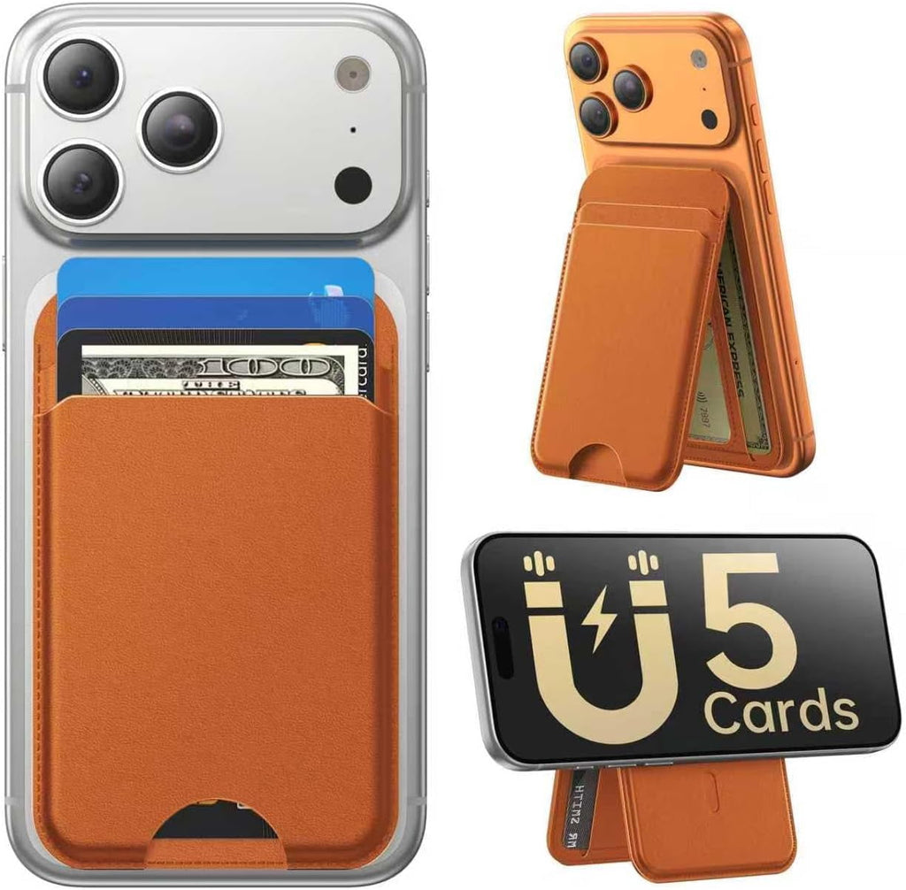 for MagSafe Wallet with Stand, 5 Card Holder, Slim Leather Magnetic Wallet for iPhone 17/16/15/14/13/12 Pro Max Plus ...