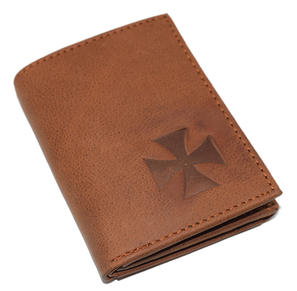 Marshal Templar Cross RFID Blocking Genuine Leather Bifold Trifold Wallet for Men Trifold