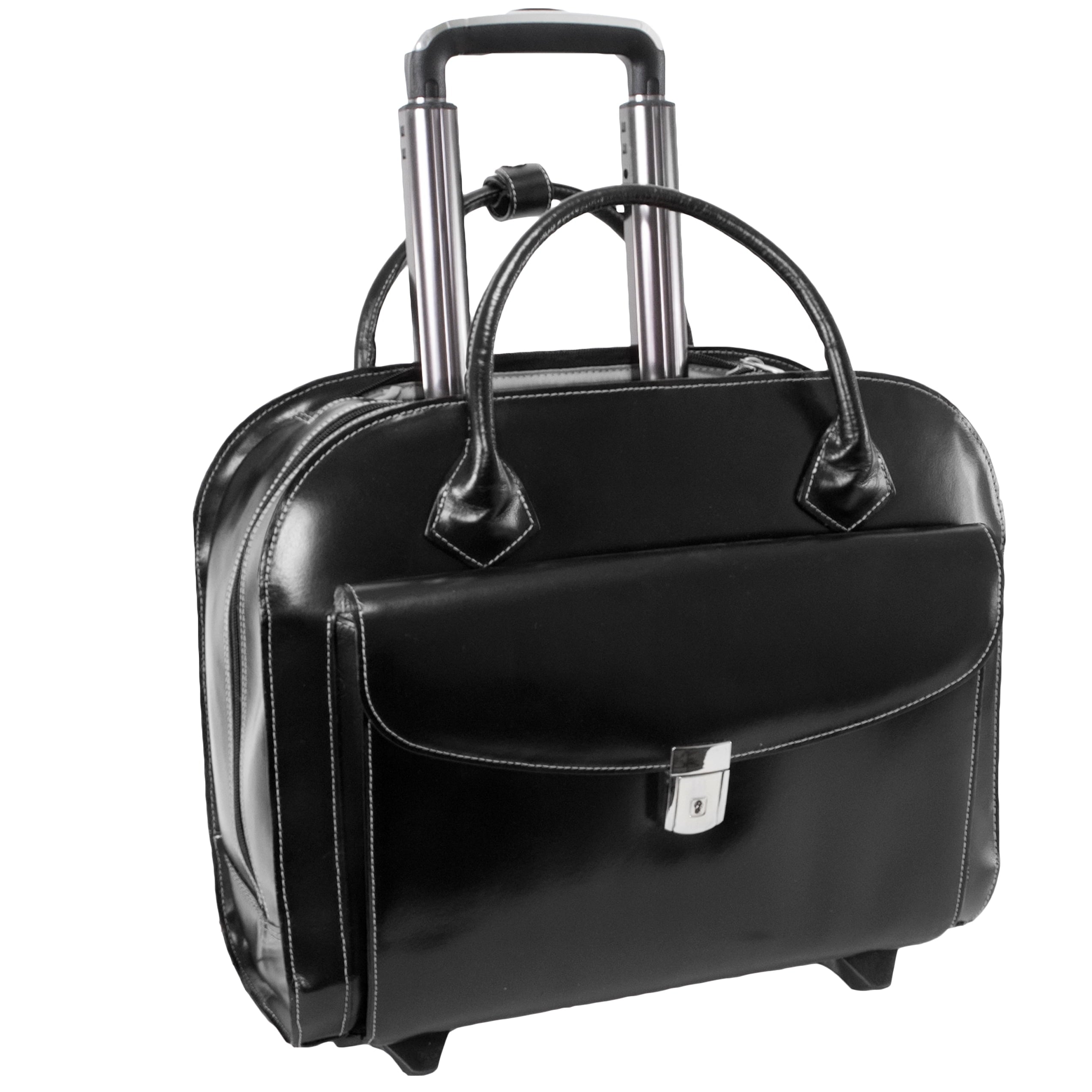 | 15” Leather Wheeled Laptop Briefcase