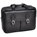 Double Compartment Laptop Briefcase, Top Grain Cowhide Leather, Black
