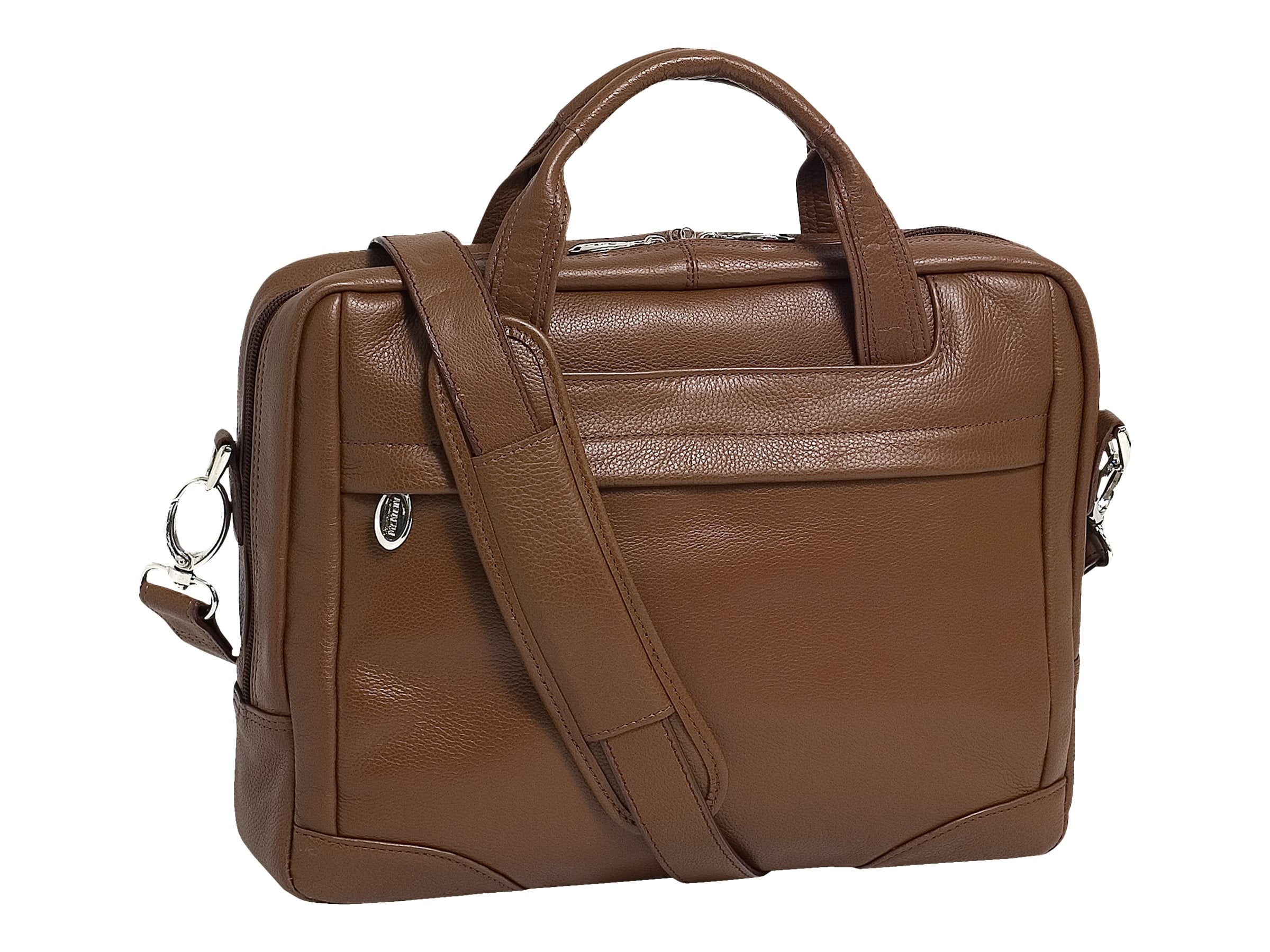 Pebble Grain Calfskin Leather, 15" Leather Medium Laptop Briefcase